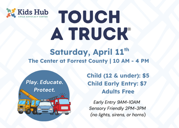 Touch A Truck by Kids Hub graphic flyer