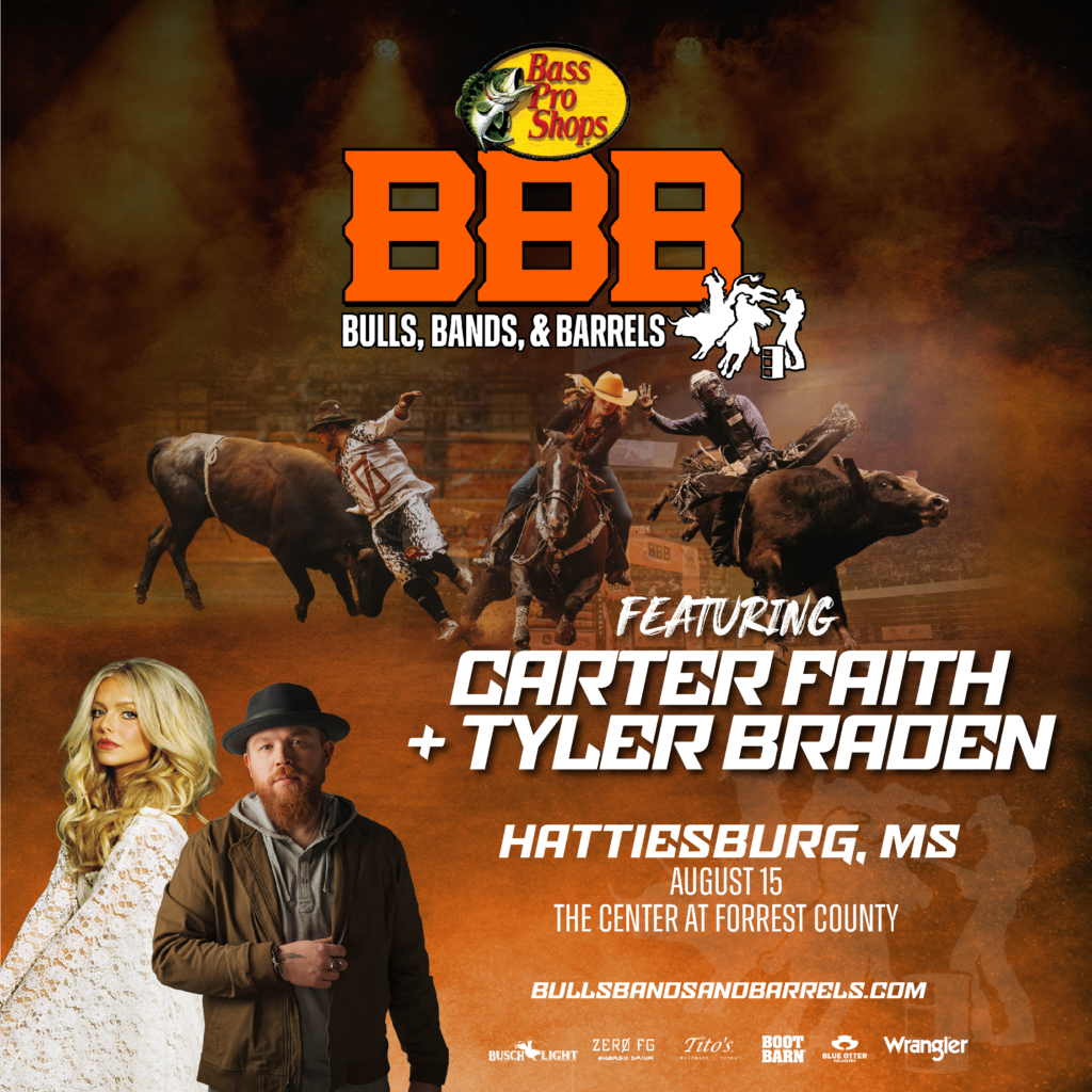 Bulls, Bands & Barrels logo and flyer