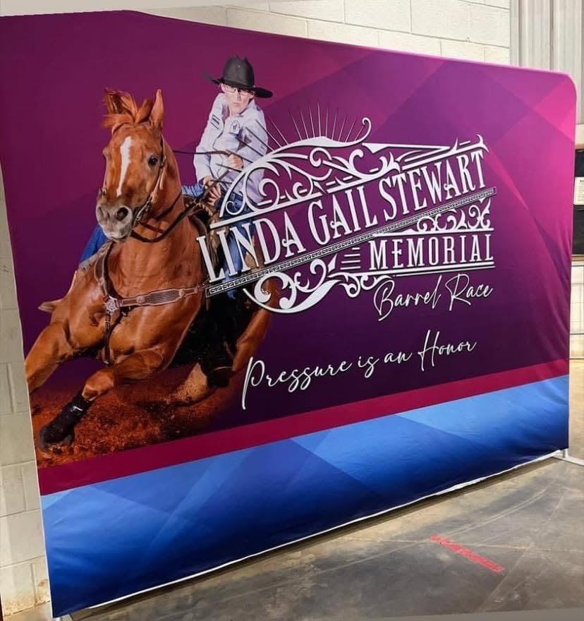 Linda Gail Stewart Memorial Barrel Race backdrop